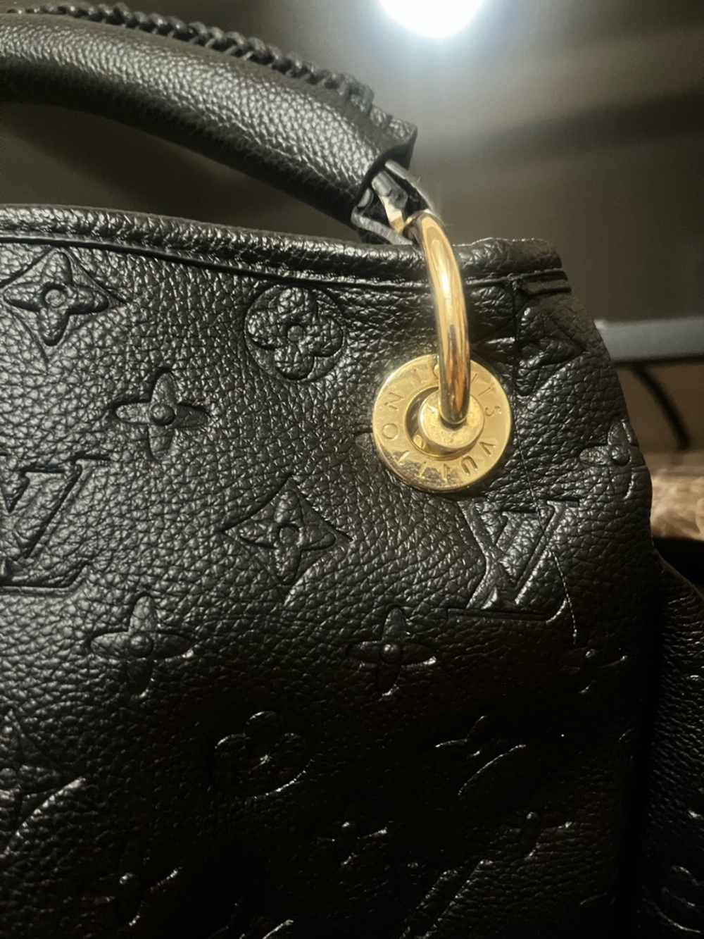 Black Monogram Embossed Leather Top-Handle Bag - Picture 2 of 5